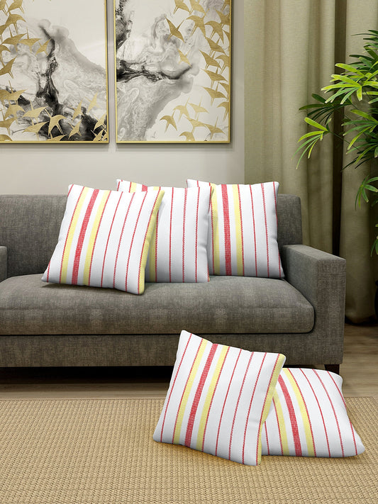 KLOTTHE Set of Five White Poly Cotton Cushion Covers With Microfibre Fillers (35X35 cm)