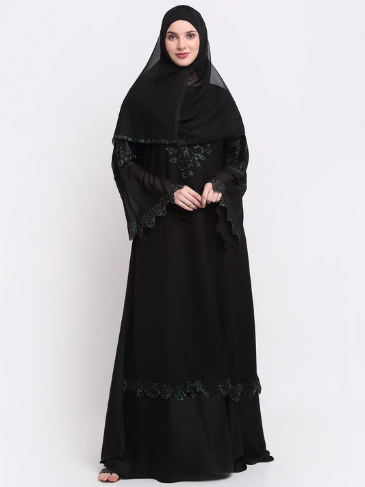 Klotthe Women Black Solid Burqa With Scarf