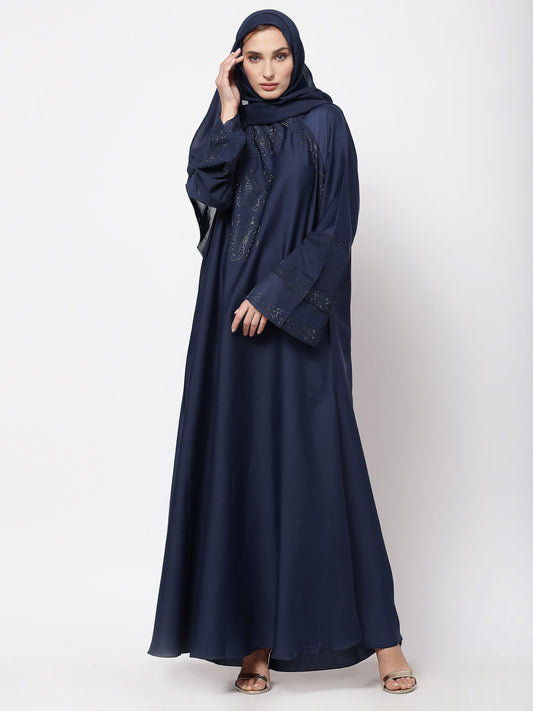 Klotthe Women Blue Embellished Burqa With Scarves