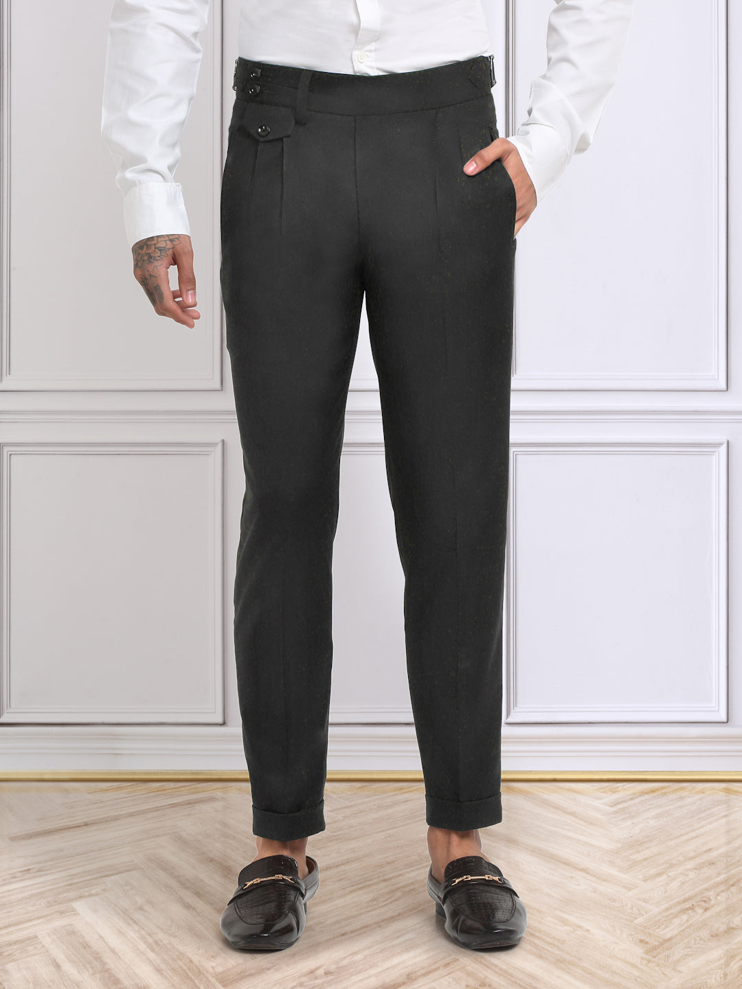 Italian Style Formal Gurkha Pant-Black