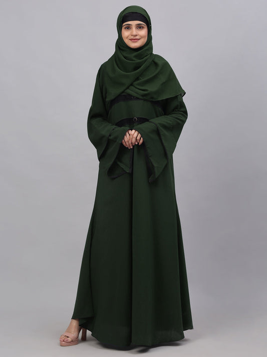 Klotthe Women Olive Embellished Burqa With Scarves