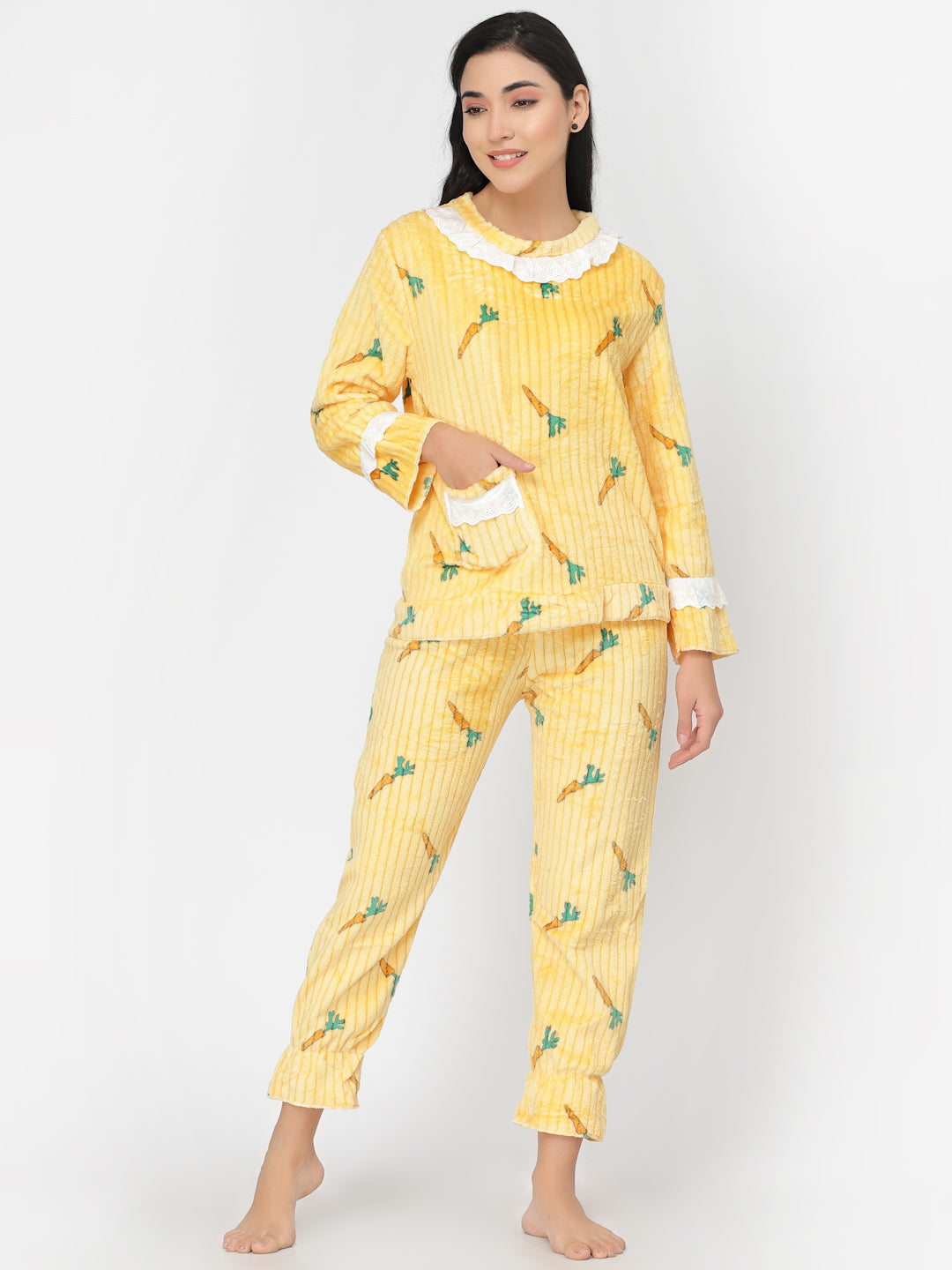 Woolen Fleece Winter Warm Night Suit for Women by KLOTTHE®