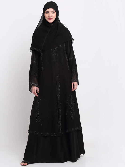 Klotthe Women Black Solid Burqa With Scarf