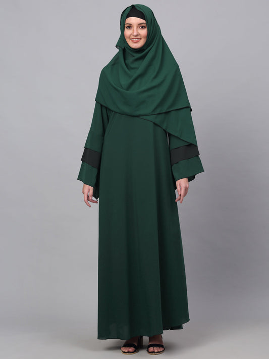 Klotthe Women Green Embellished Burqa With Scarves