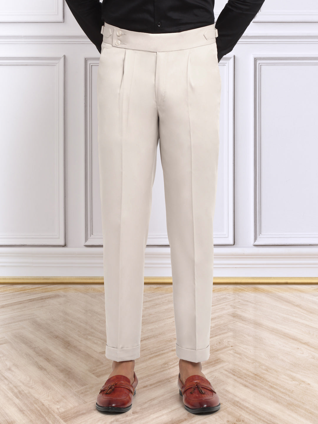 Italian Style Formal Gurkha Pant-Cream