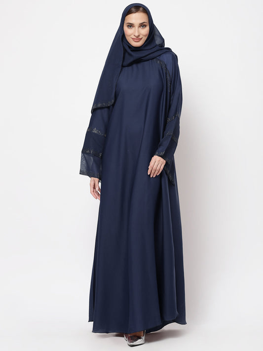 Klotthe Women Blue Embellished Burqa With Scarves