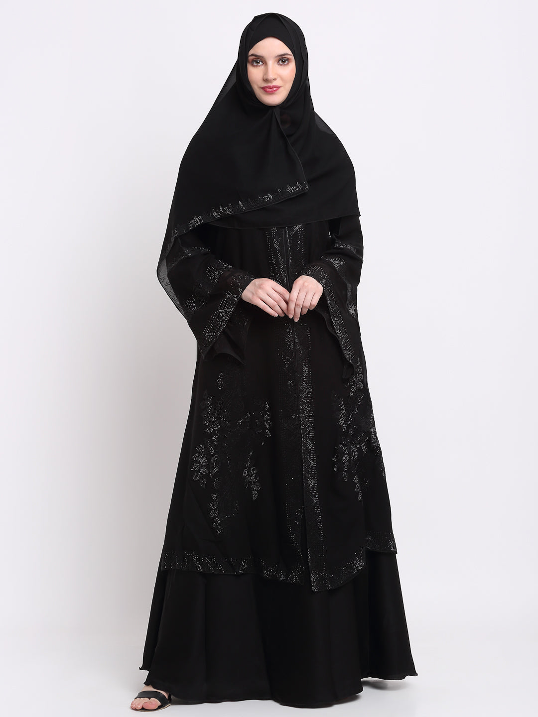 Klotthe Women Black Solid Burqa With Scarf