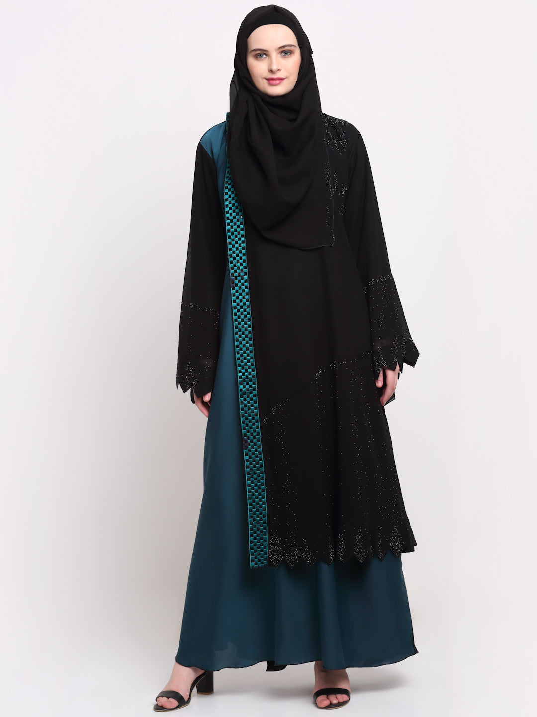 Klotthe Women Black Solid Burqa With Scarf