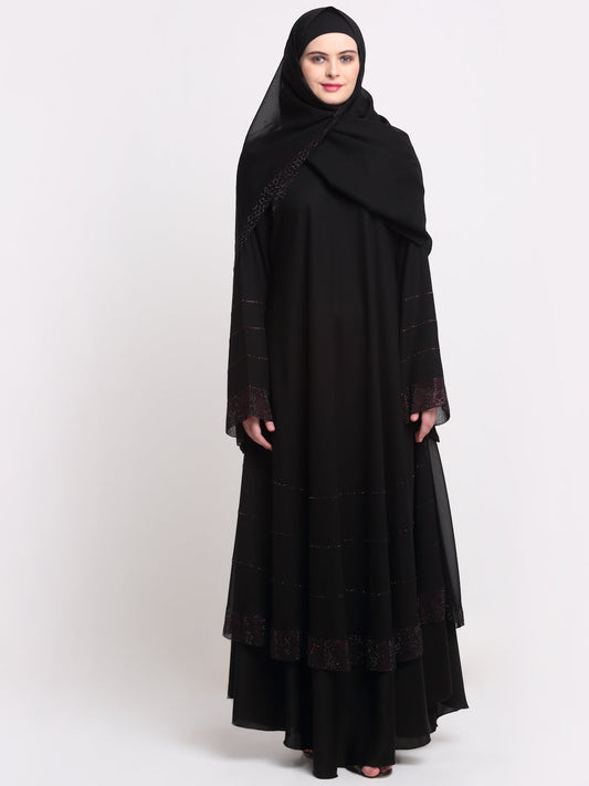 Klotthe Women Black Solid Burqa With Scarf