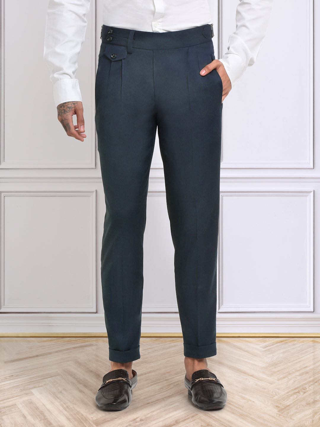 Italian Style Formal Gurkha Pant-NavyBlue