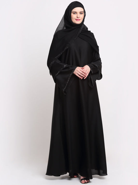 Klotthe Women Black Solid Burqa with Scarf