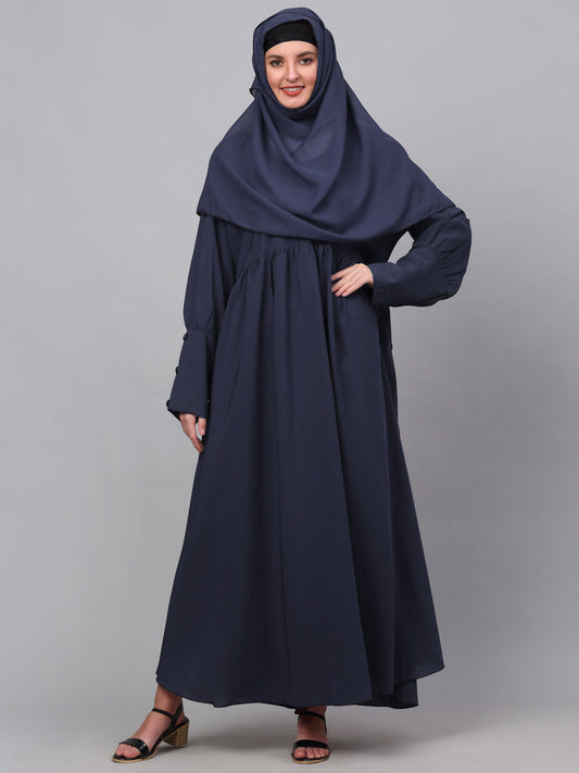 Klotthe Women Blue Embellished Burqa With Scarves