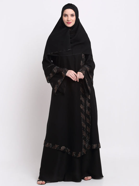 Klotthe Women Black Solid Burqa with Scarf