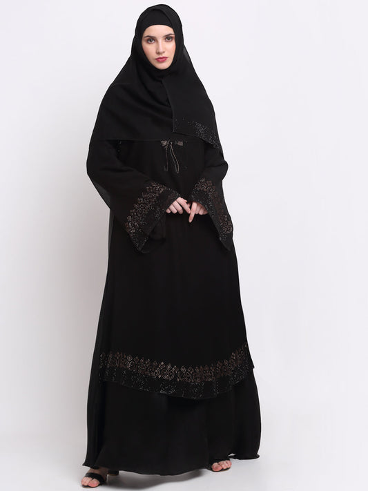 Klotthe Women Black Solid Burqa With Scarf