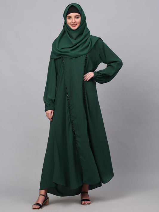 Klotthe Women Green Embellished Burqa With Scarves