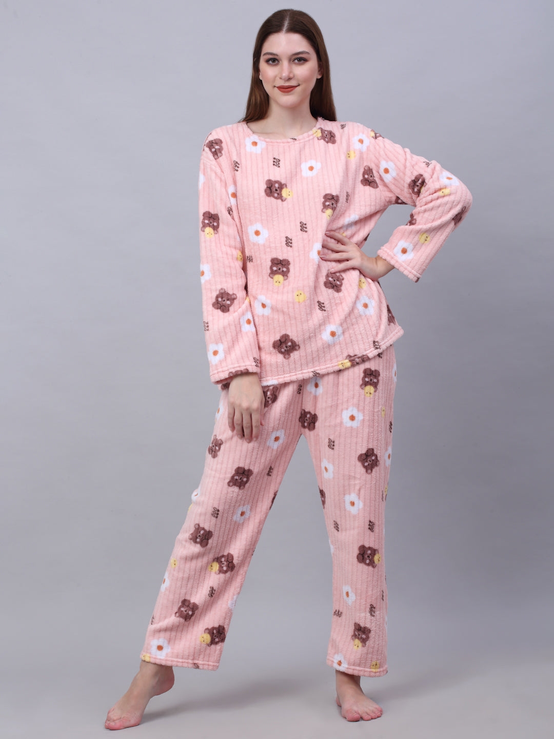 Woolen Fleece Winter Warm Night Suit for Women by KLOTTHE®