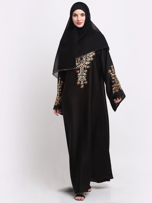 Klotthe Women Black Solid Burqa With Scarf