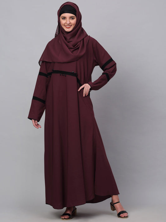 Klotthe Women Maroon Embellished Burqa With Scarves