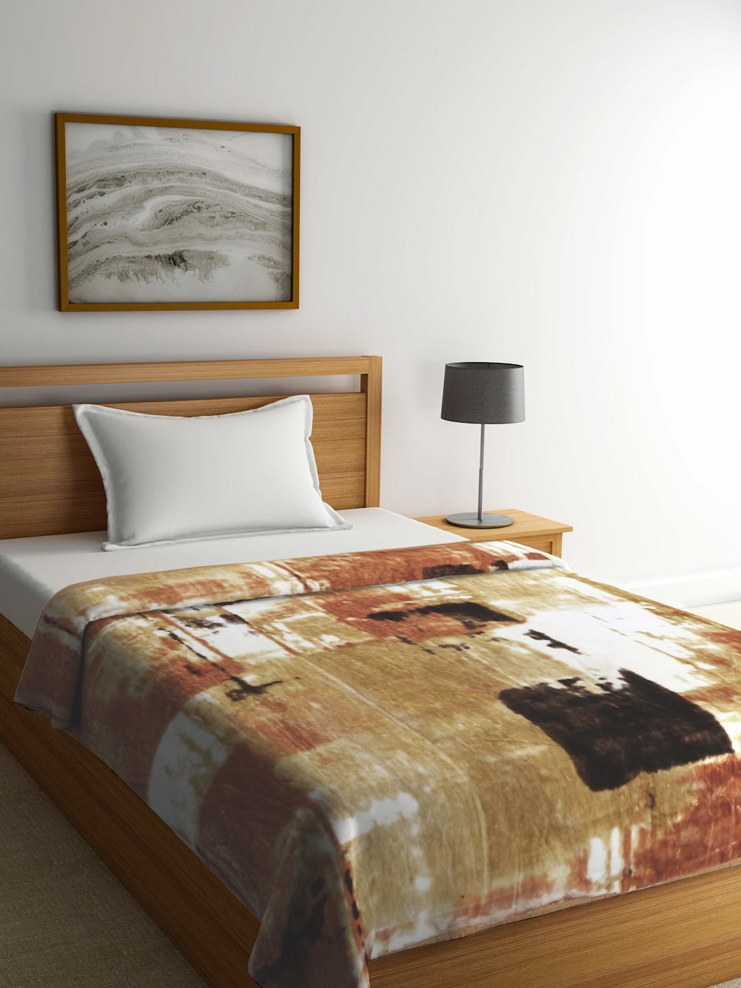 Klotthe Unisex Brown Abstract Heavy Winter 1000 GSM Single Bed Blanket