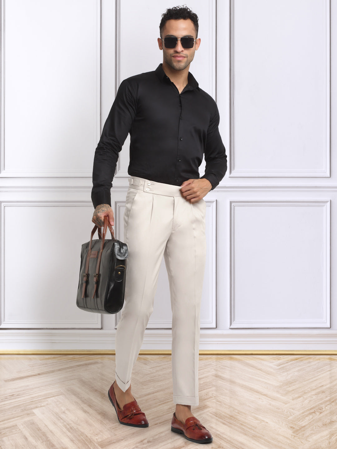 Italian Style Formal Gurkha Pant-Cream