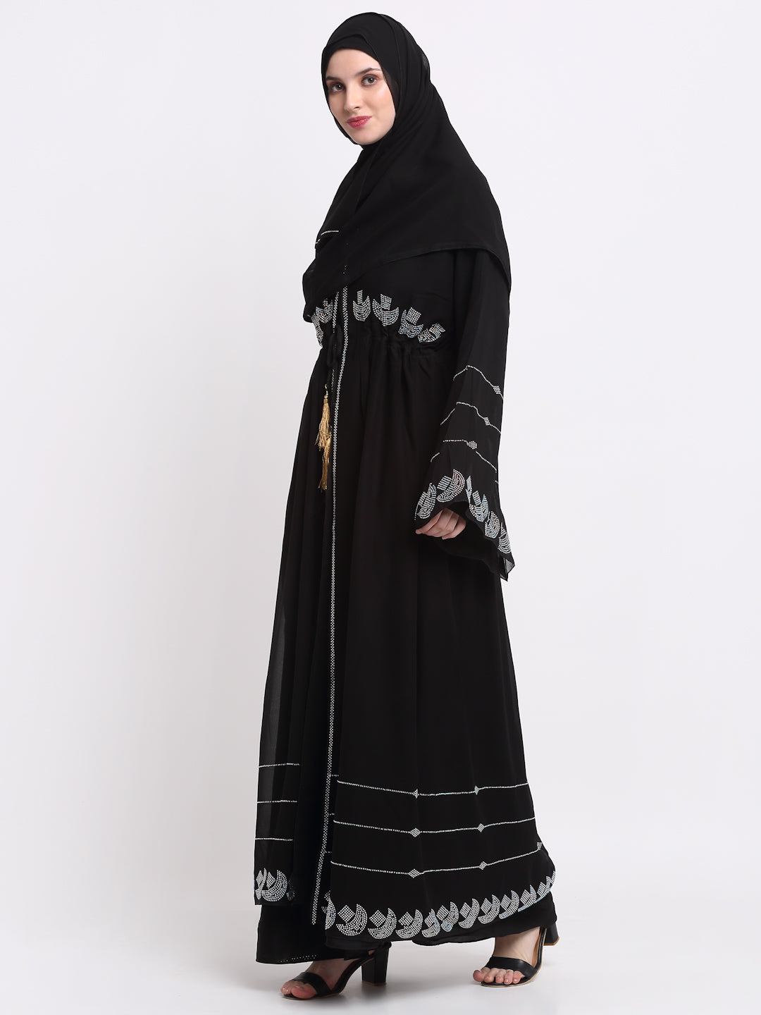 Klotthe Women Black Solid Burqa With Scarf