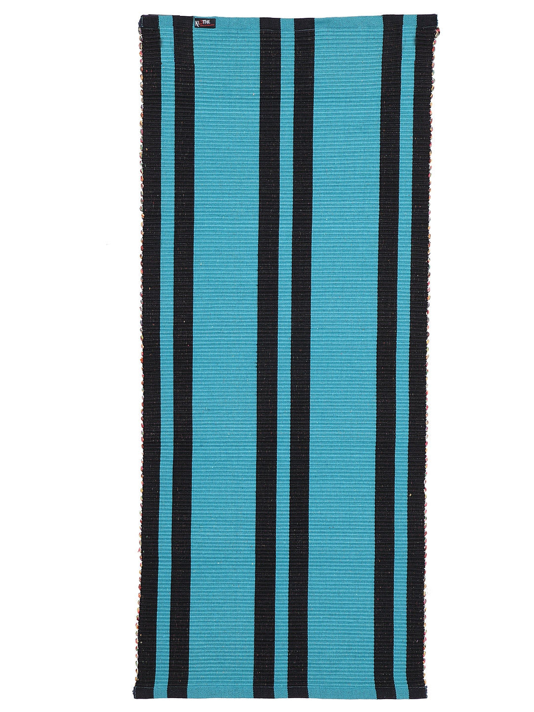 Klotthe Blue  Striped  Cotton Anti-Skid Rugs