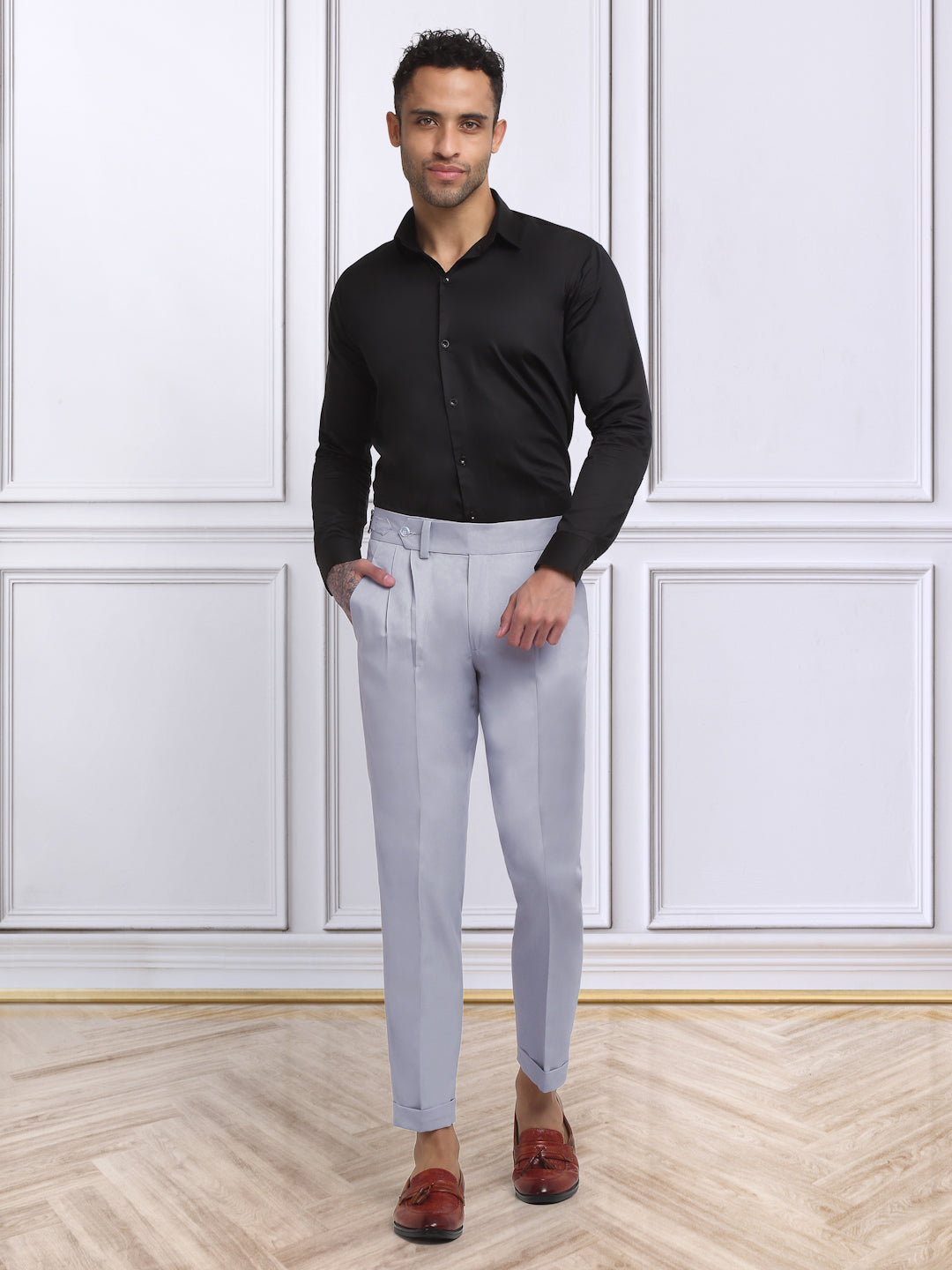 Italian Style Formal Gurkha Pant-Grey