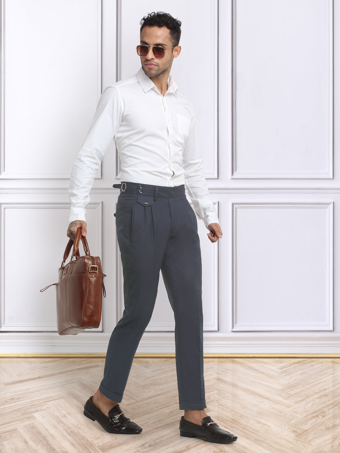 Italian Style Formal Gurkha Pant-LightBlue