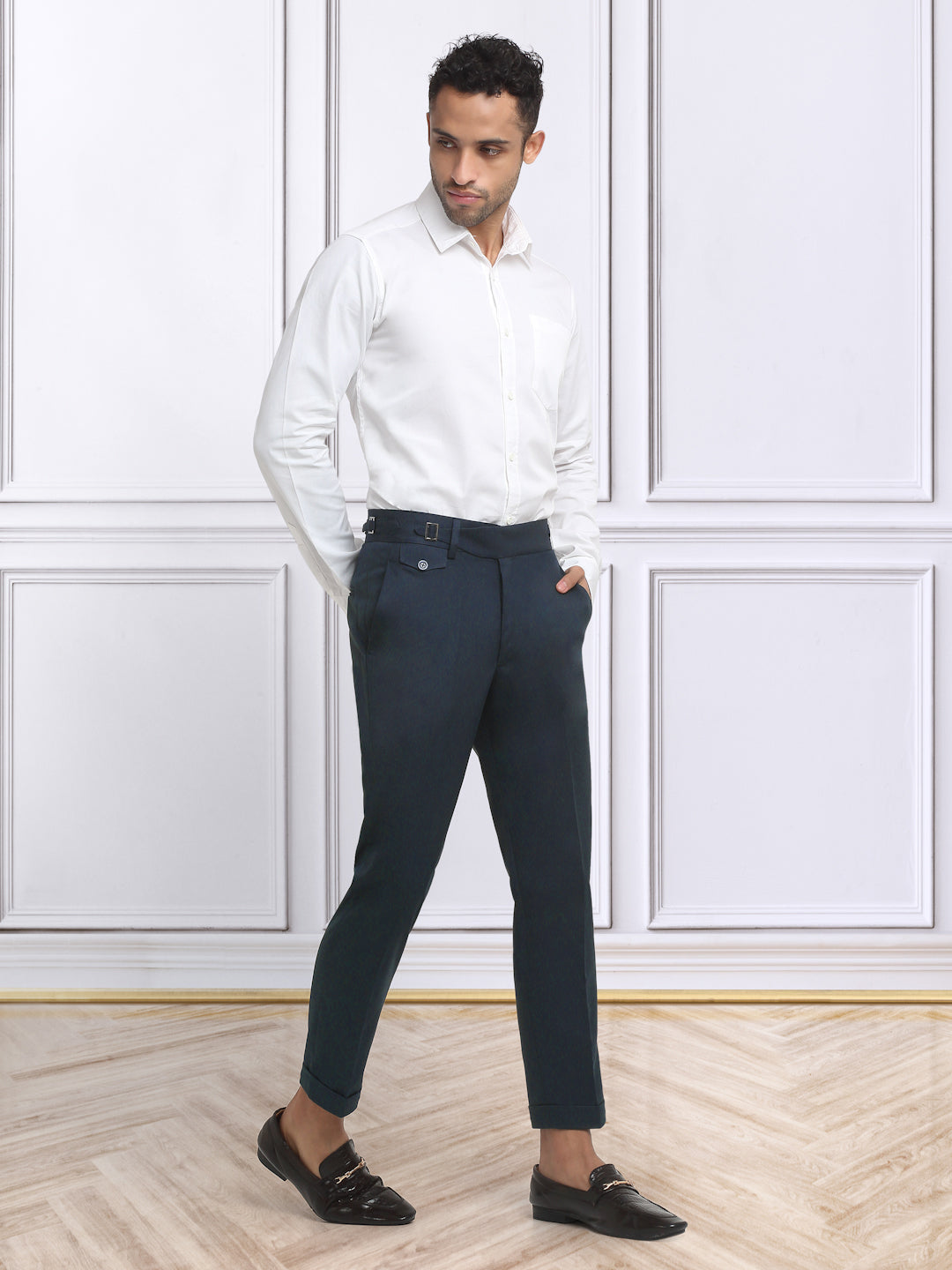 Italian Style Formal Gurkha Pant-NavyBlue