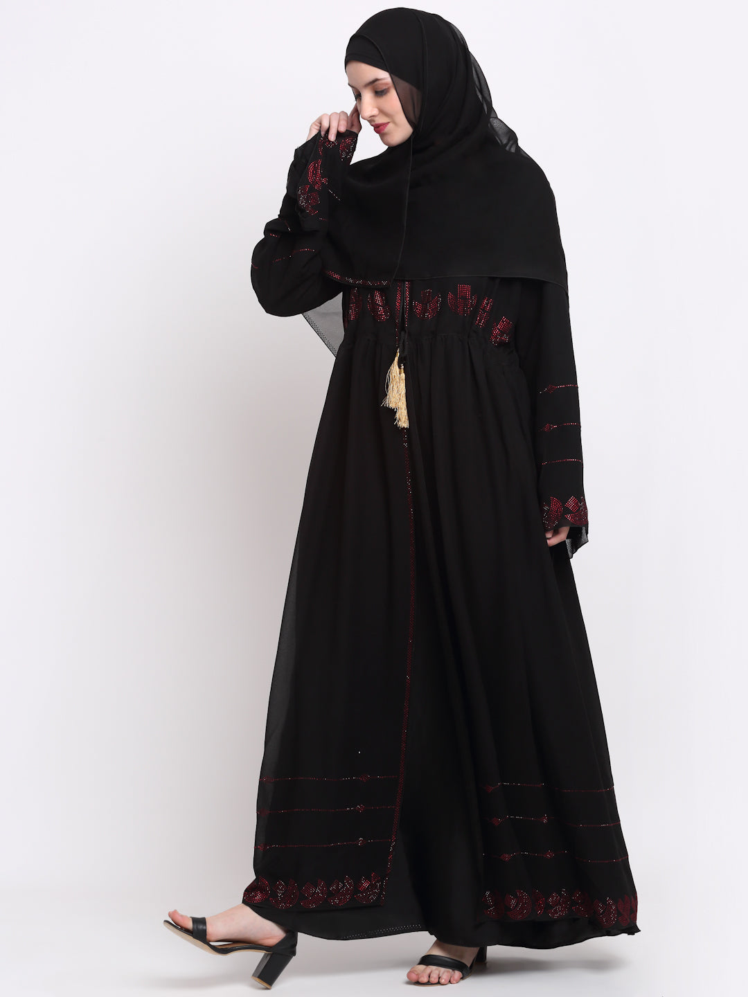 Klotthe Women Black Solid Burqa With Scarf