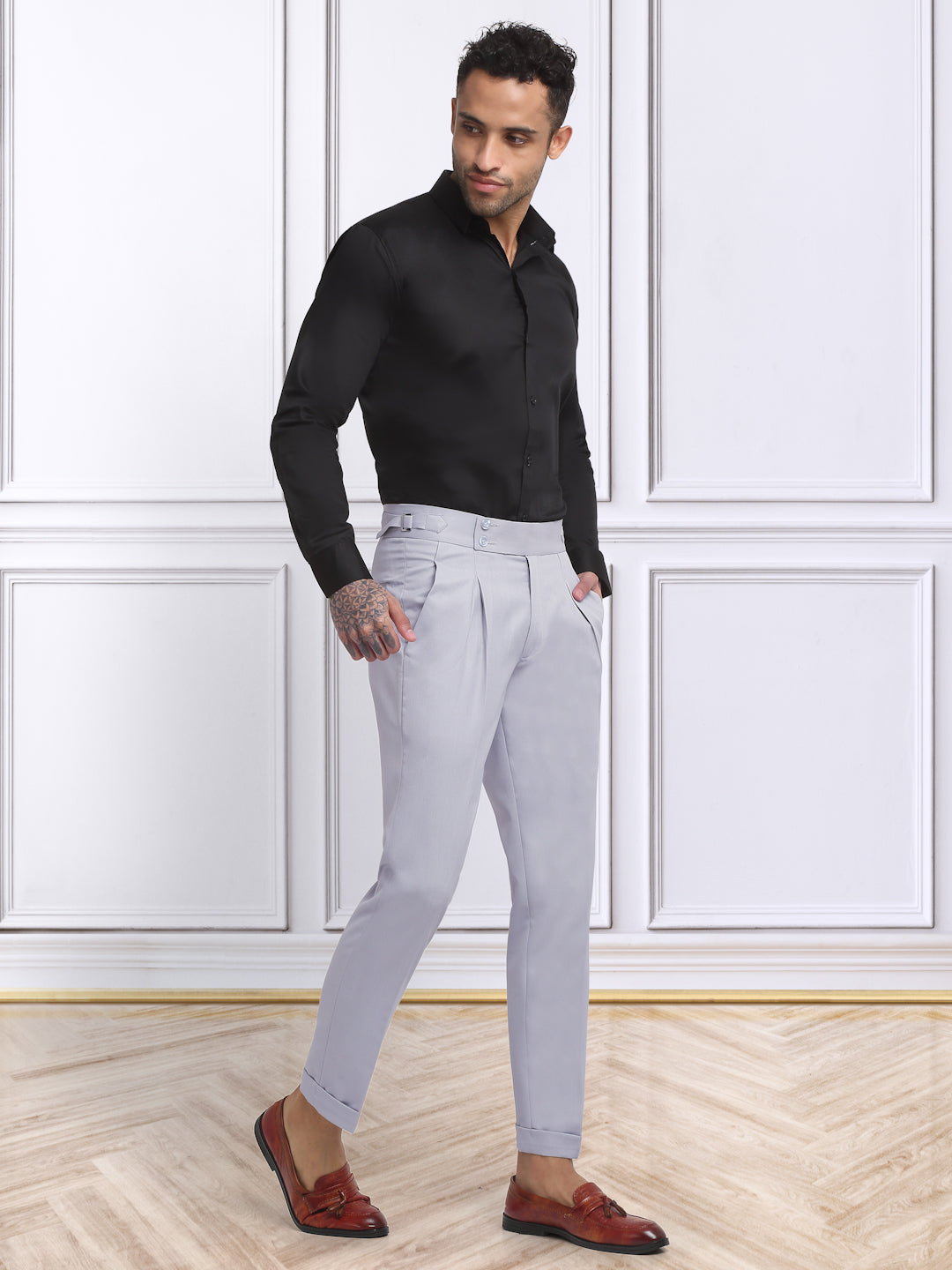 Italian Style Formal Gurkha Pant-Grey