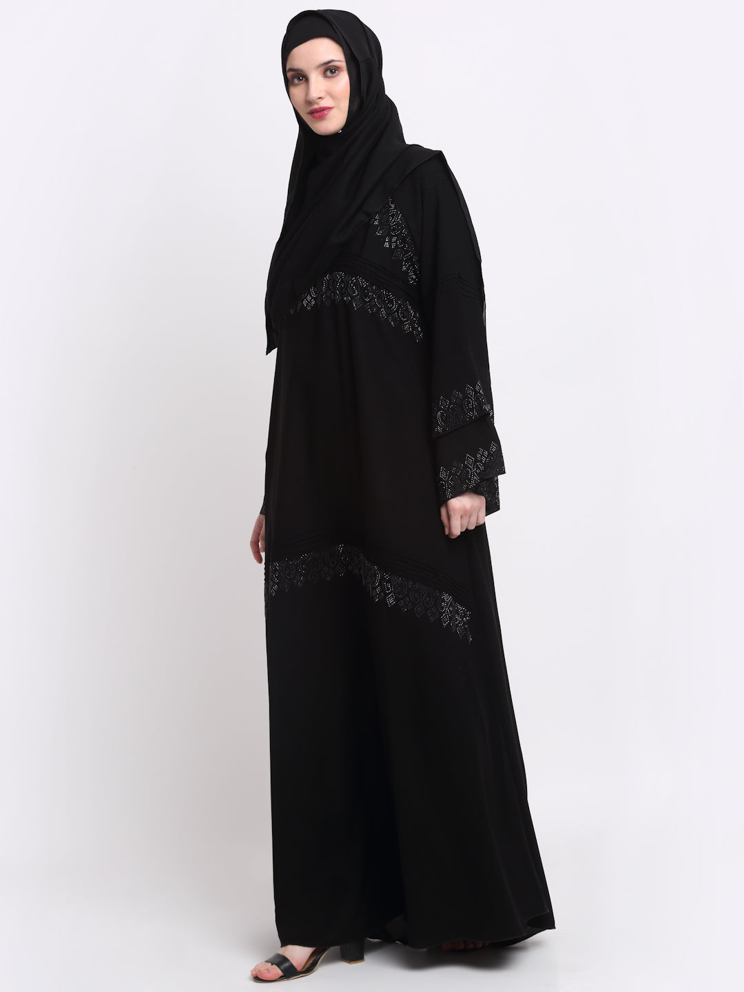 Klotthe Women Black Solid Burqa With Scarf