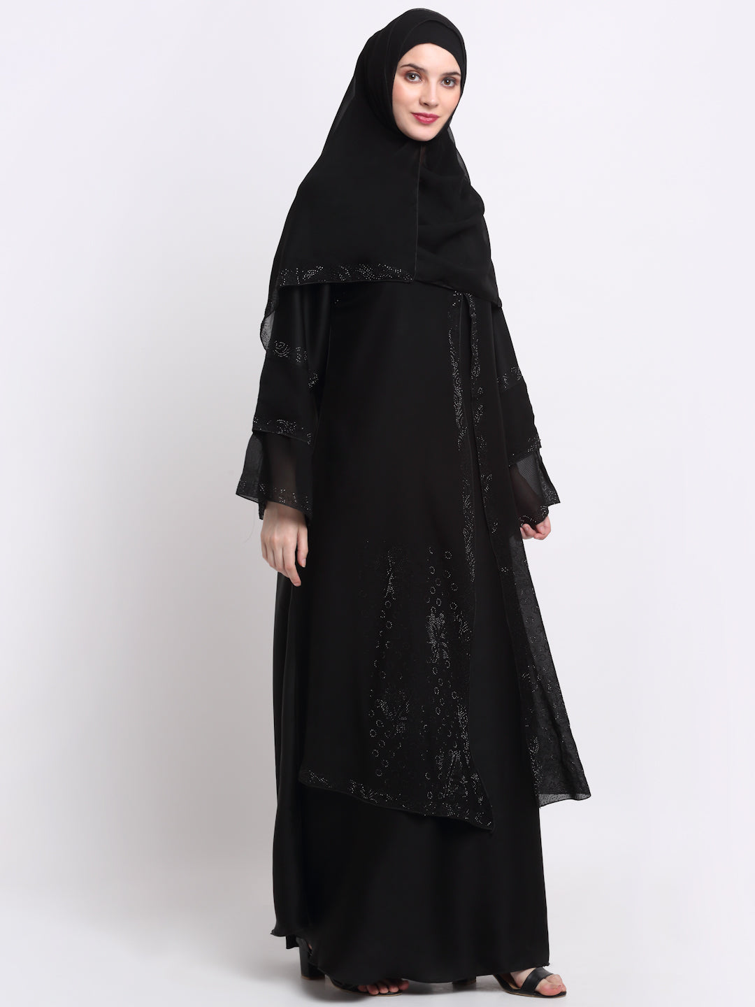 Klotthe Women Black Solid Burqa With Scarf