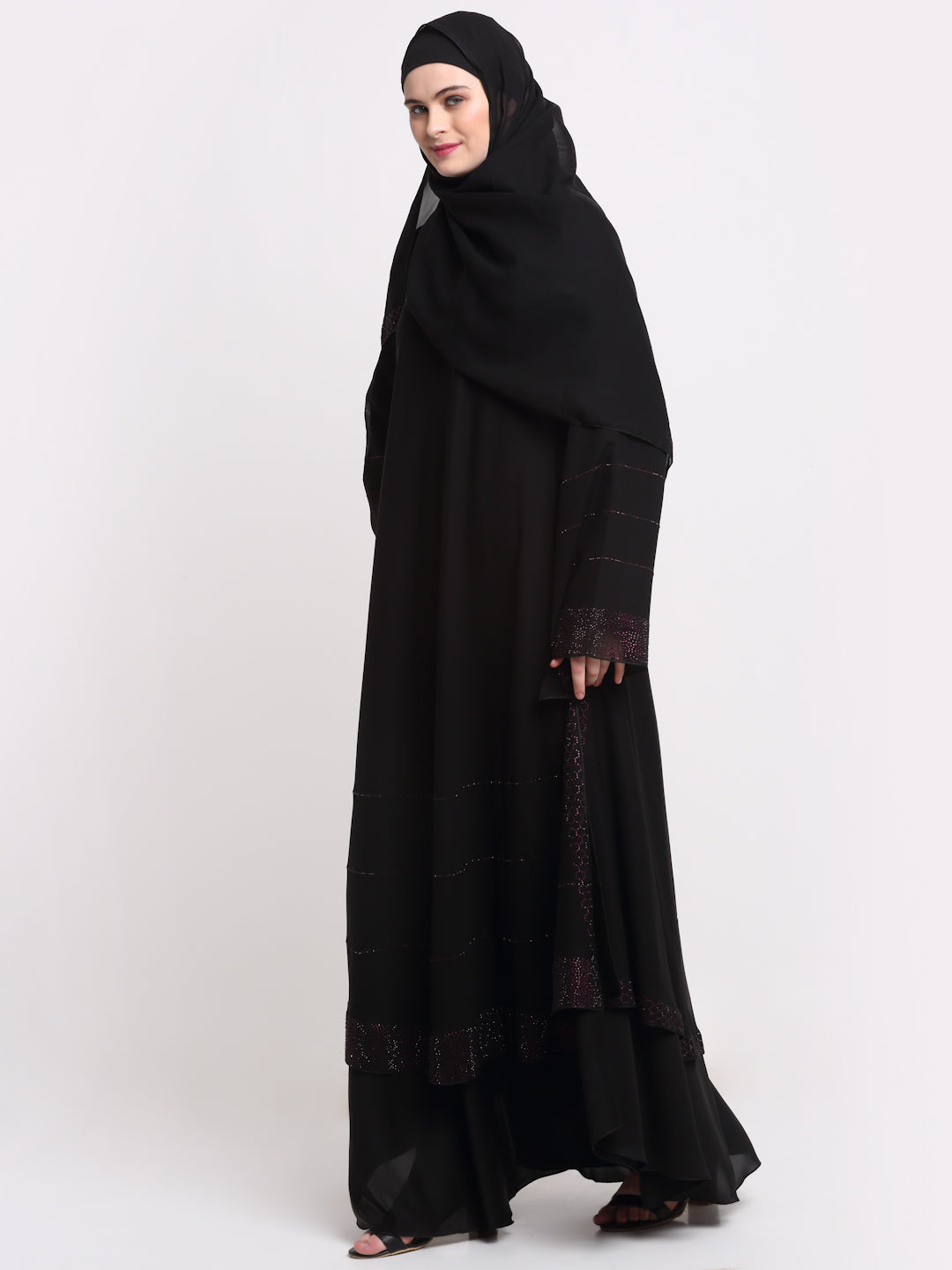 Klotthe Women Black Solid Burqa With Scarf