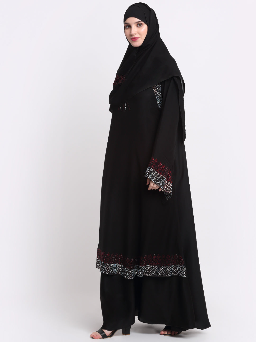Klotthe Women Black Solid Burqa With Scarf