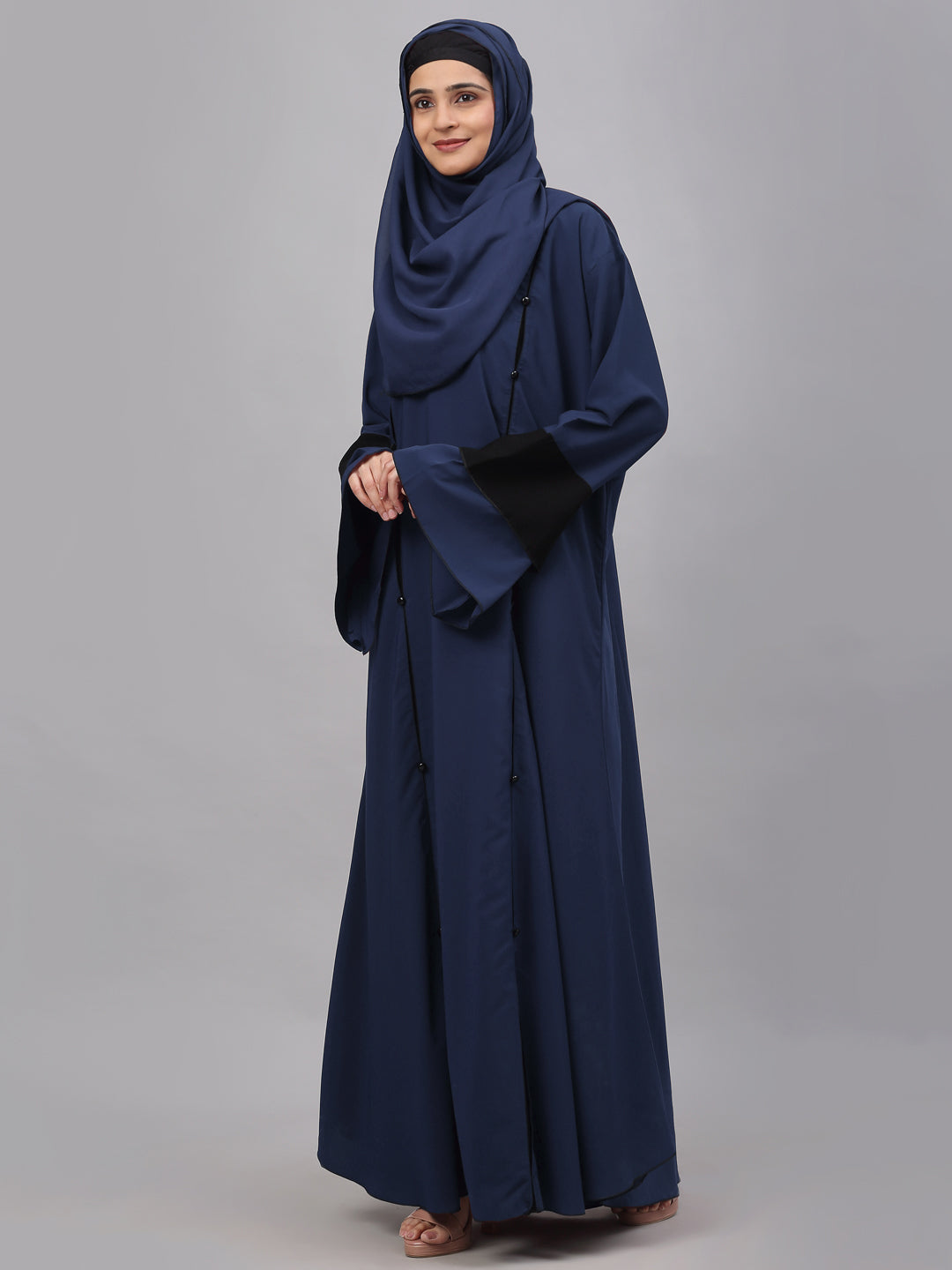 Klotthe Women Blue Embellished Burqa With Scarves