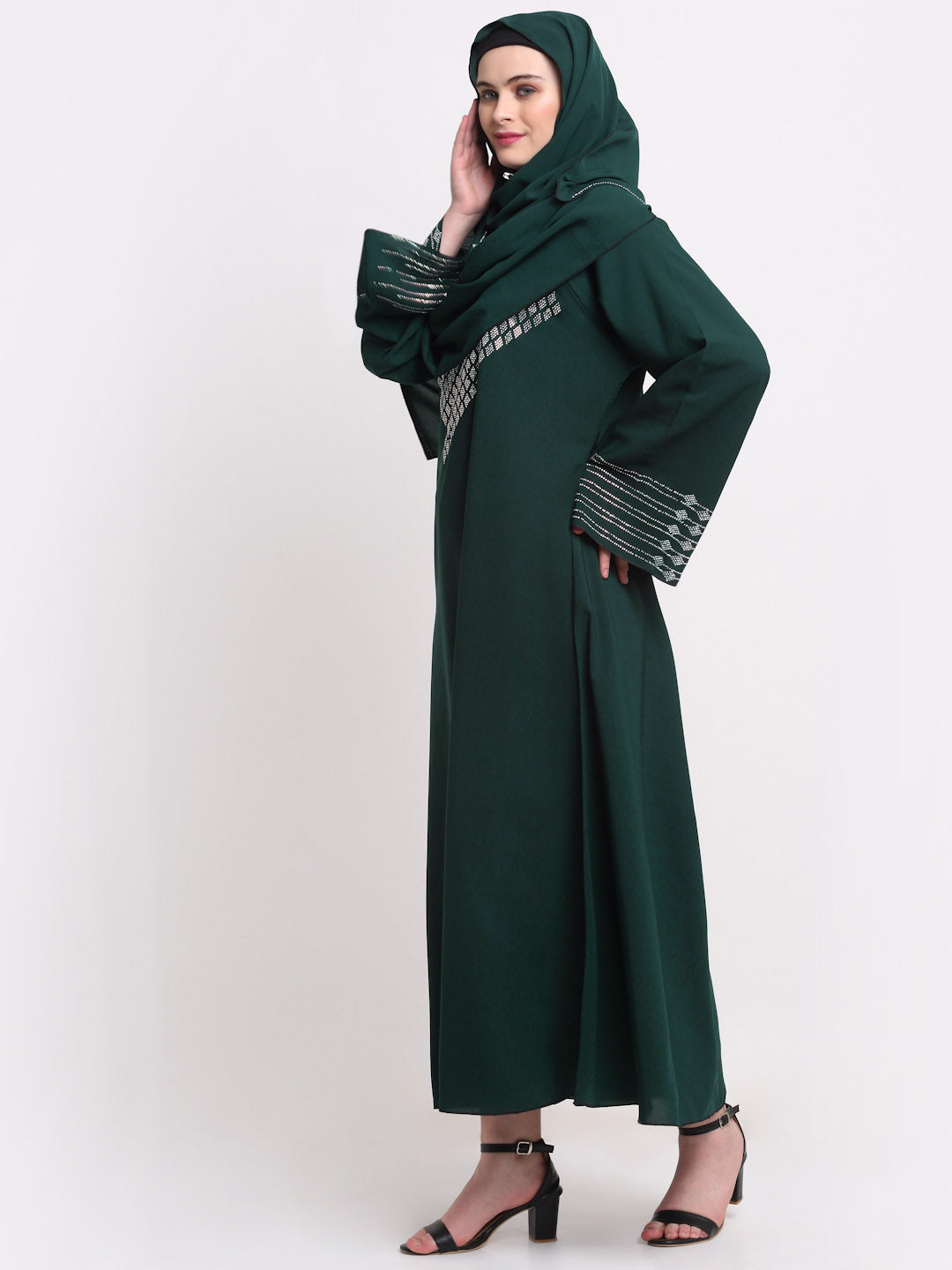 Klotthe Women Green Solid Burqa With Scarf