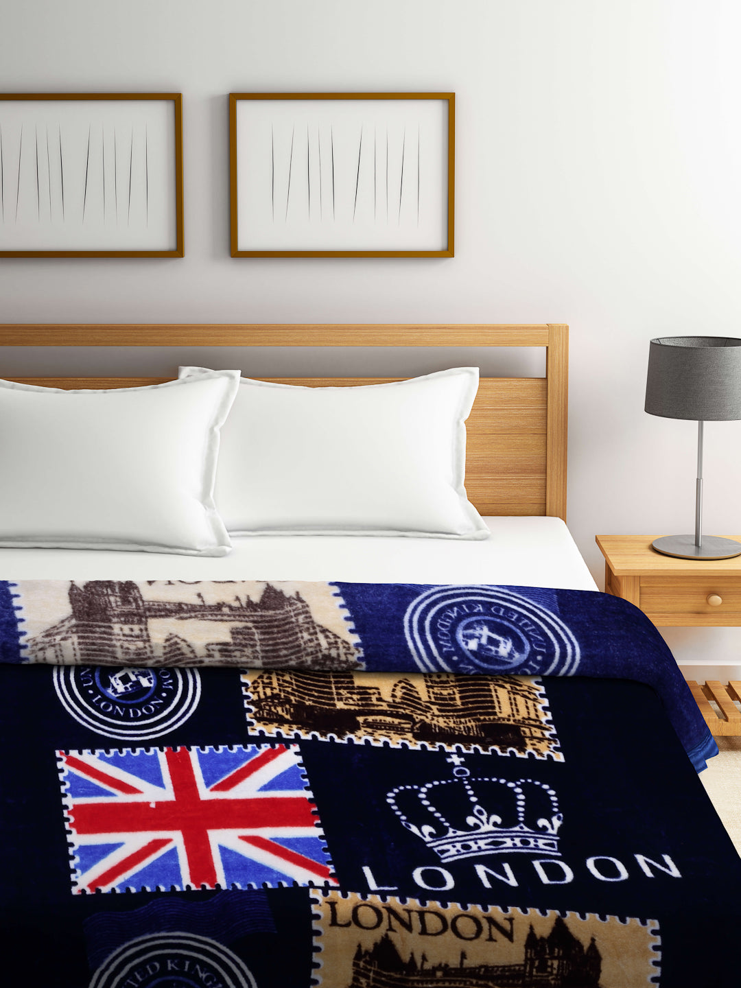 Klotthe Unisex Blue Abstract Mild Winter 600 GSM Double Bed Blanket