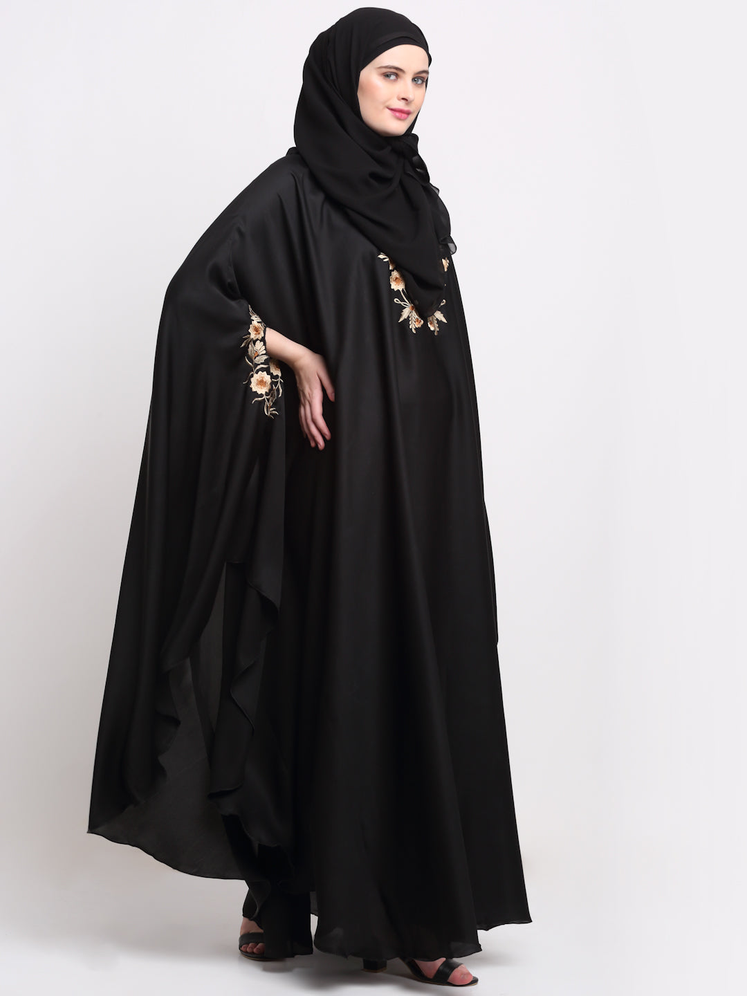 Klotthe Women Black Solid Burqa With Scarf