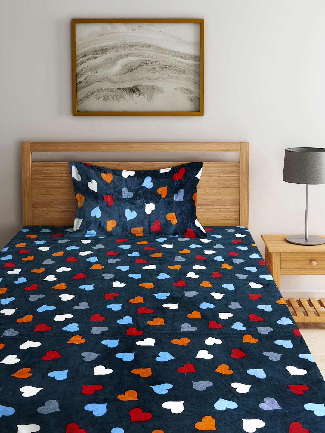 Klotthe Multicolor Floral Woolen Single Bed Sheet with Pillow Cover