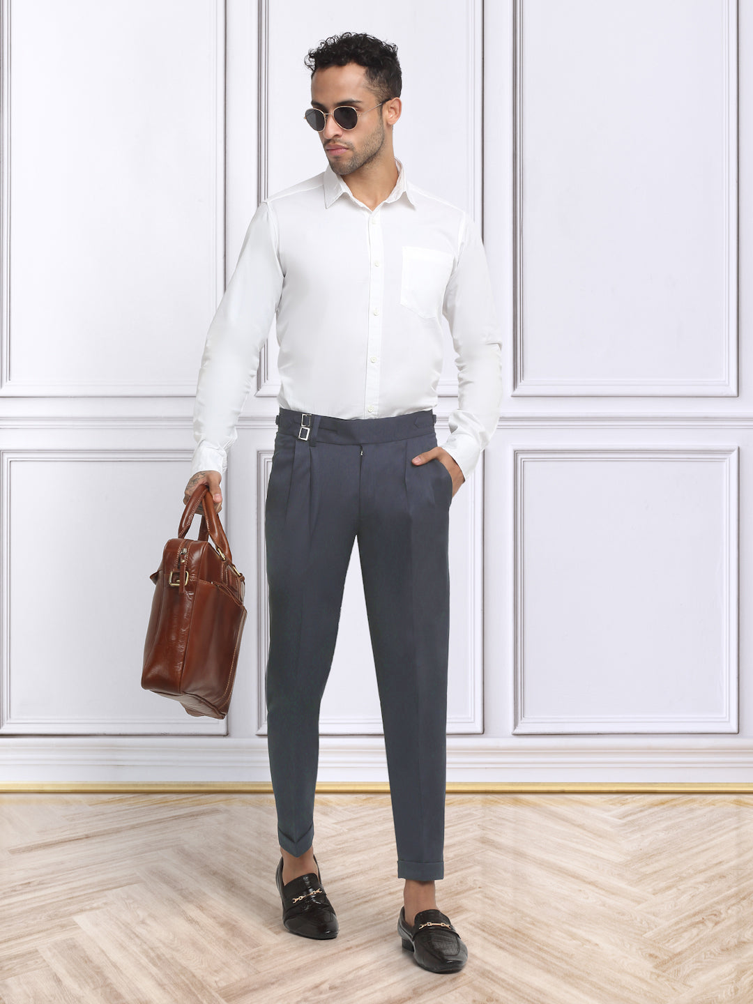 Italian Style Formal Gurkha Pant-LightBlue