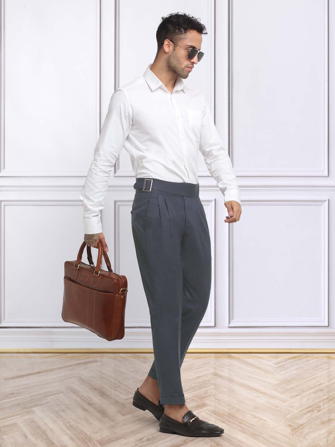 Italian Style Formal Gurkha Pant-LightBlue