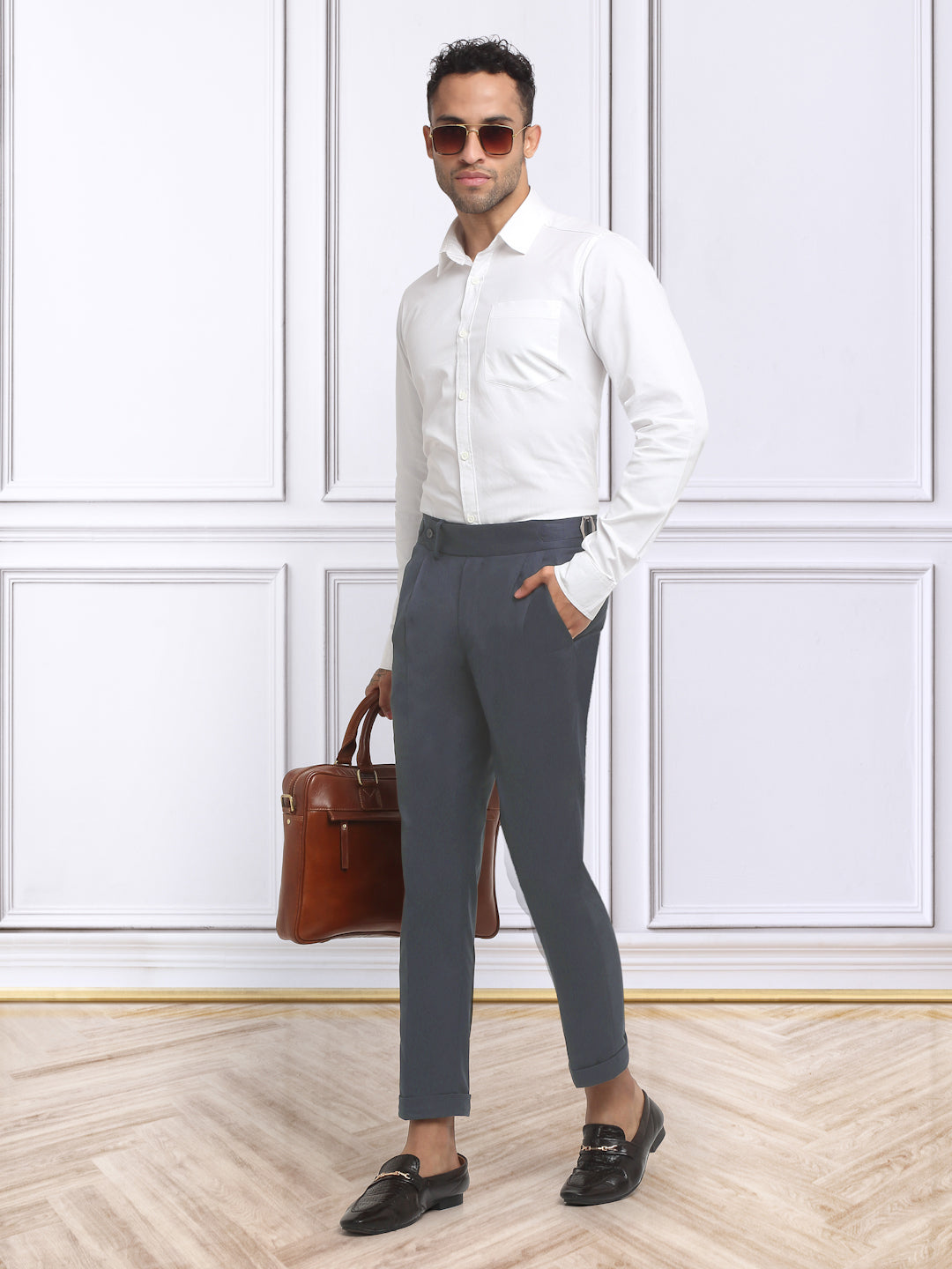 Italian Style Formal Gurkha Pant-LightBlue