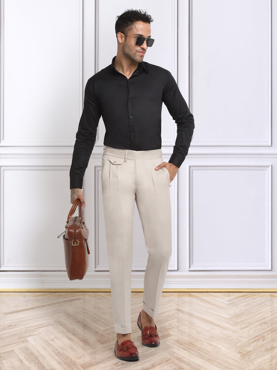 Italian Style Formal Gurkha Pant-Cream