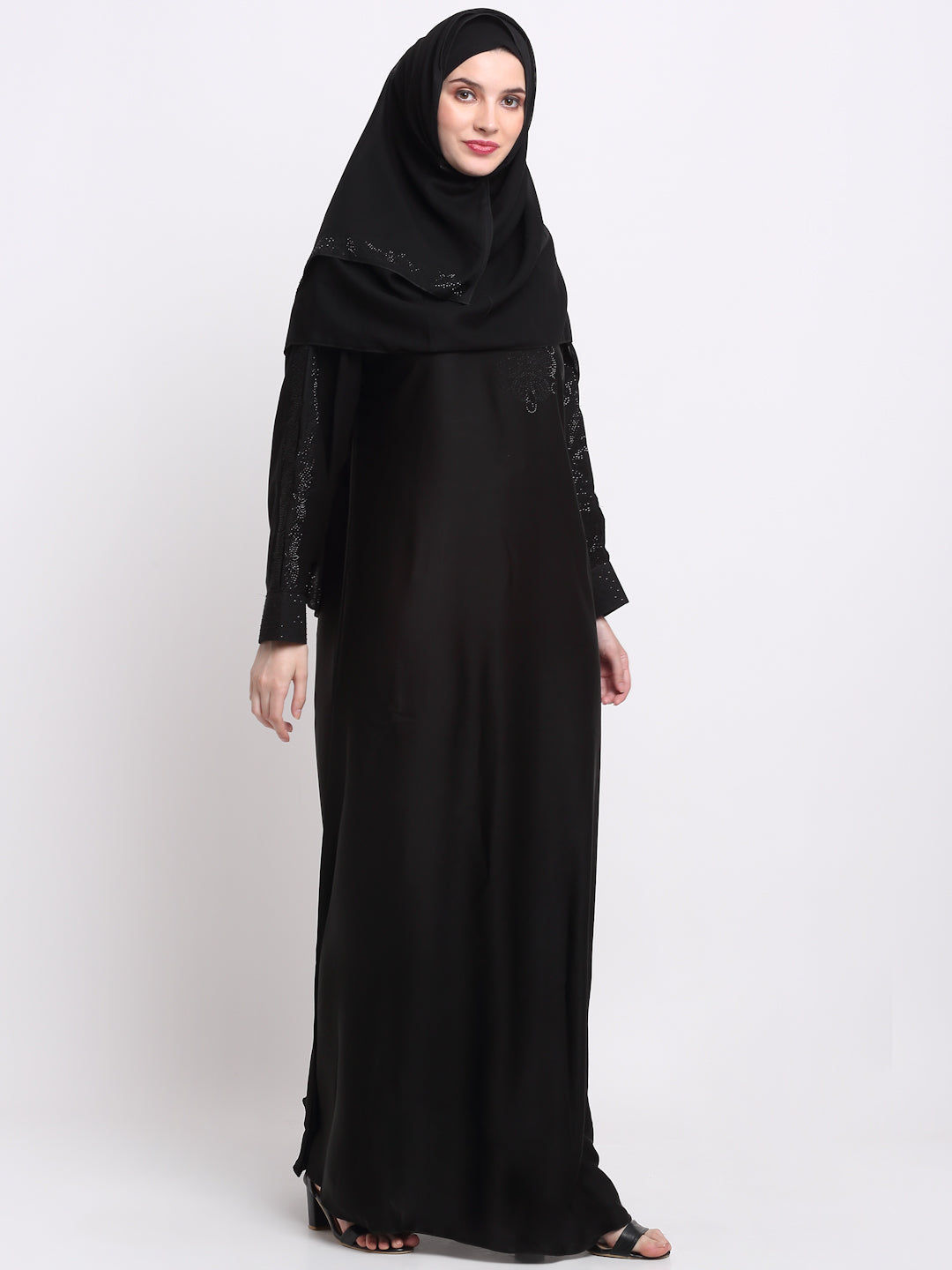 Klotthe Women Black Solid Burqa With Scarf