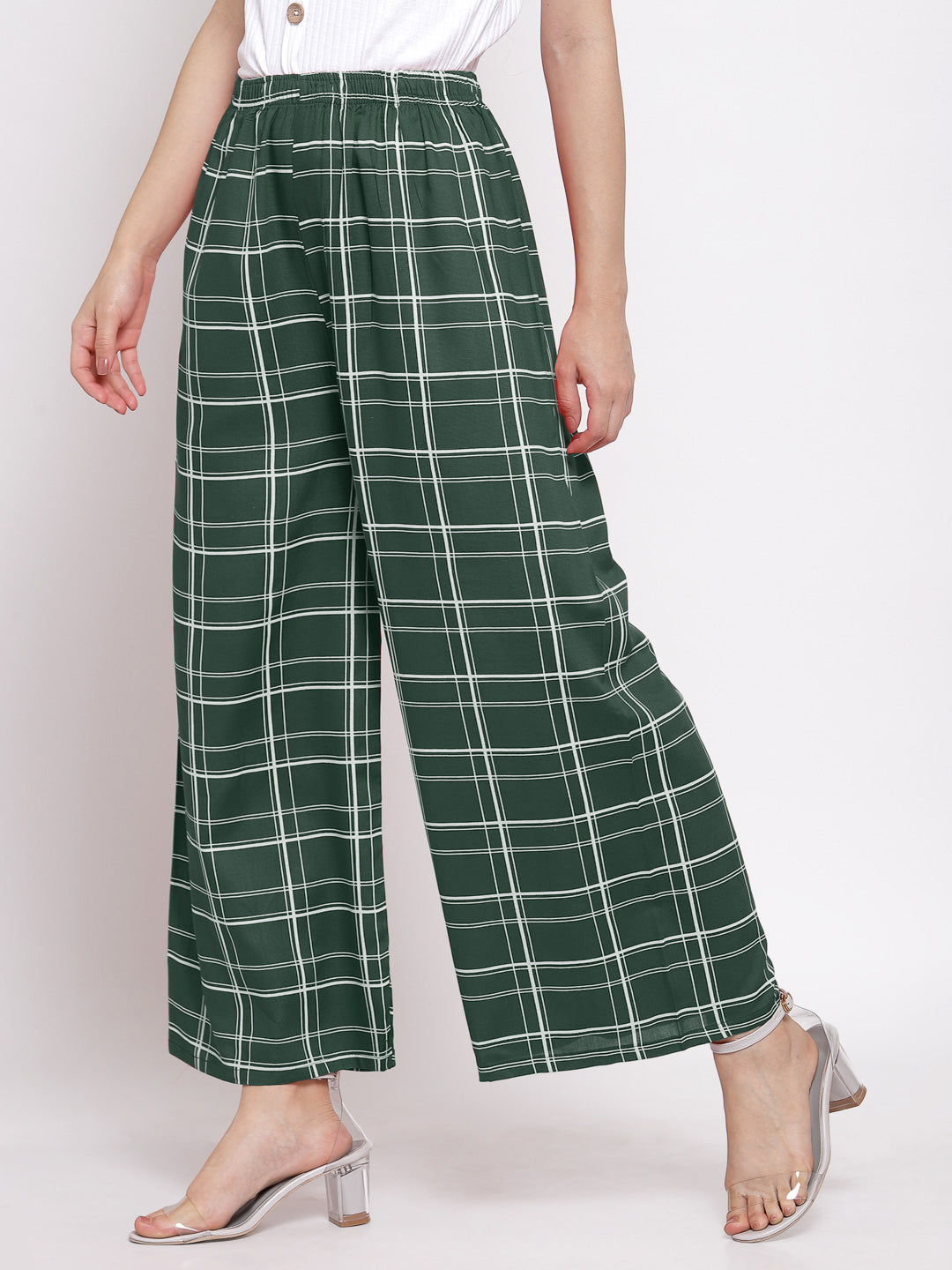 KLOTTHE Women Green Wide Leg Palazzos