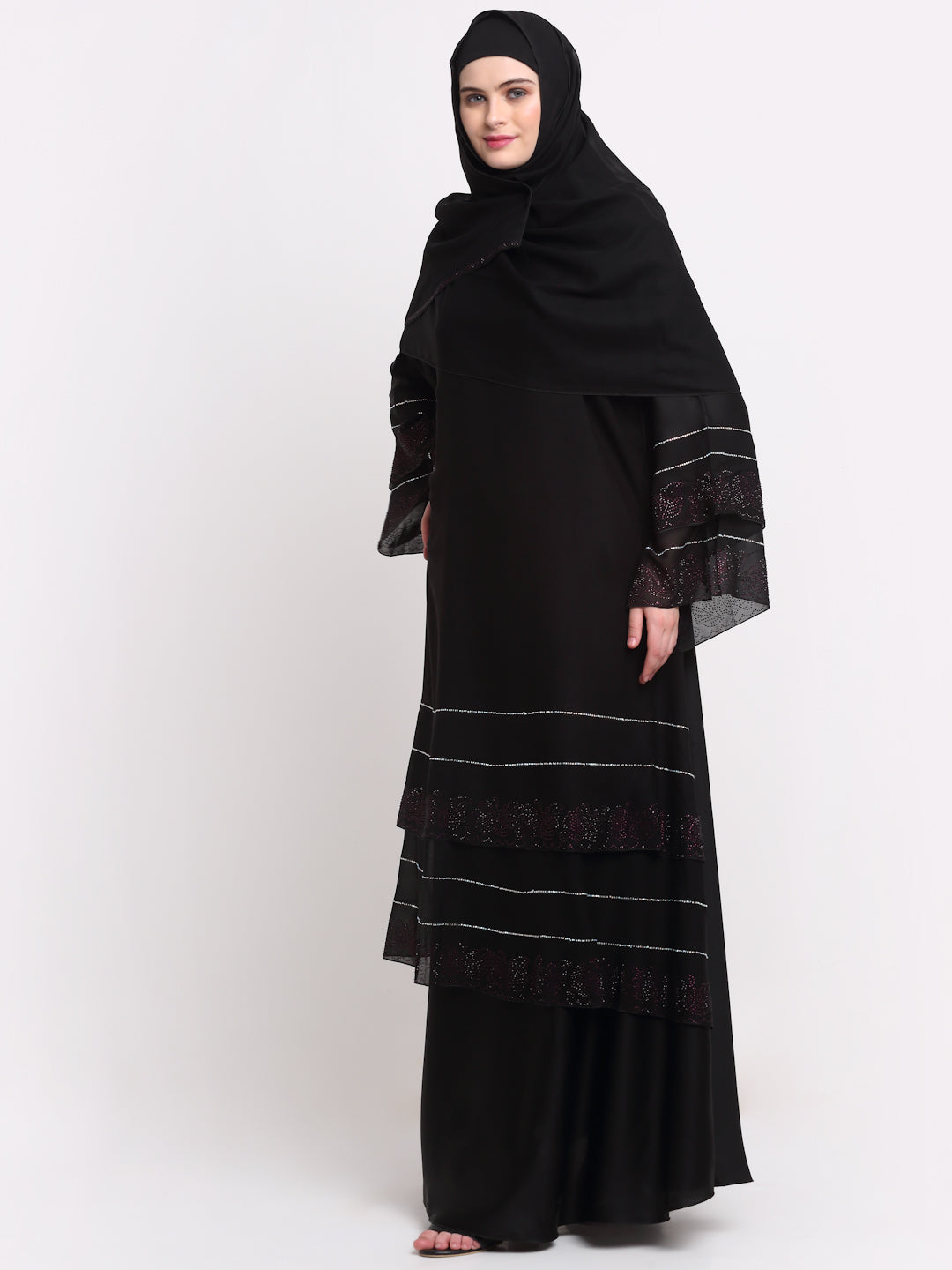Klotthe Women Black Solid Burqa With Scarf