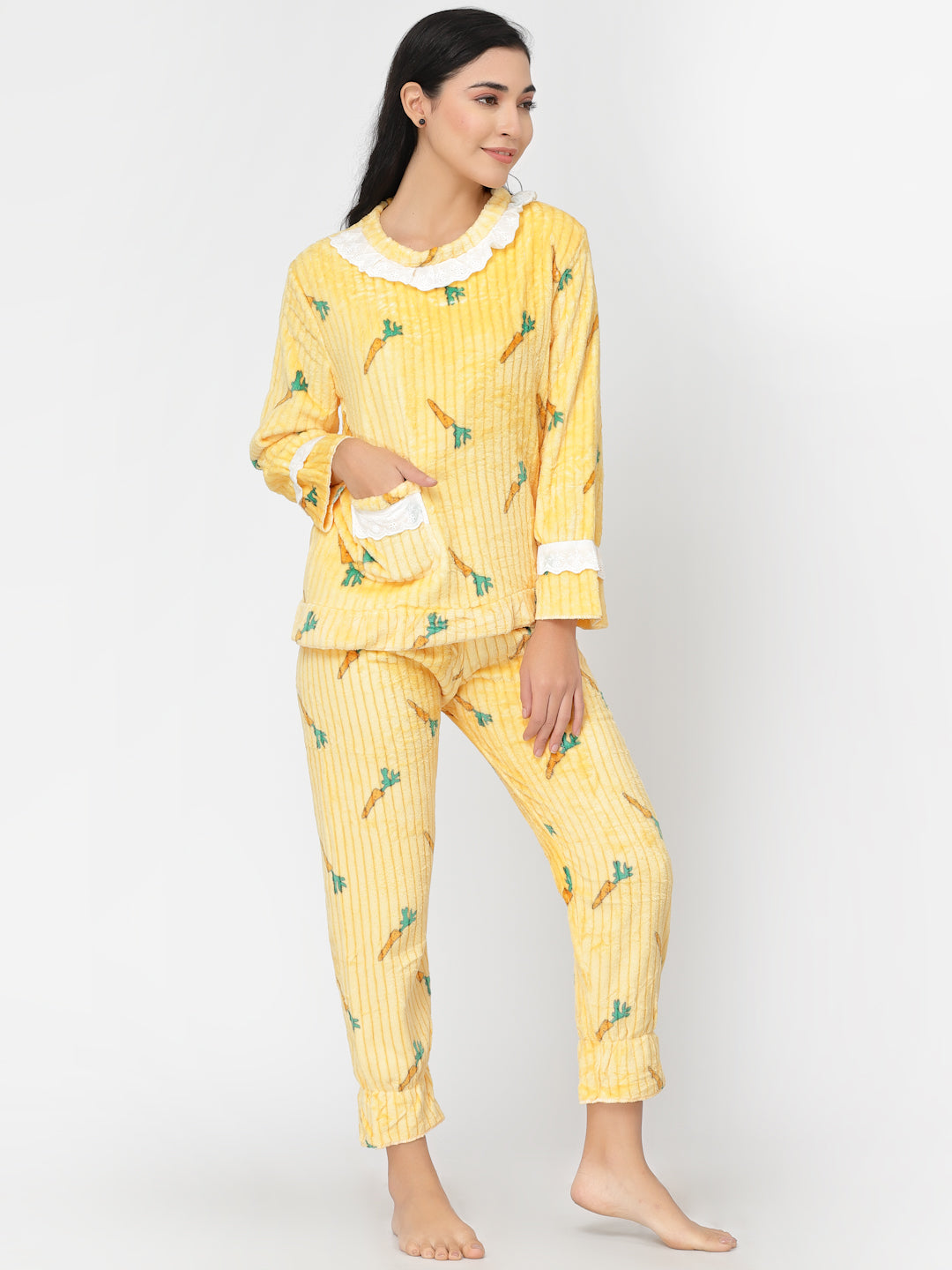 Woolen Fleece Winter Warm Night Suit for Women by KLOTTHE®