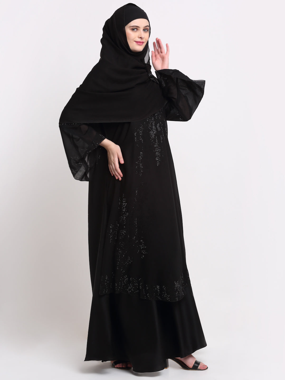Klotthe Women Black Solid Burqa With Scarf