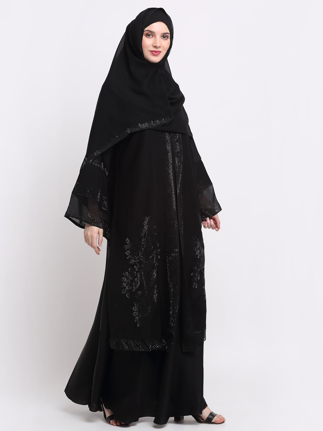 Klotthe Women Black Solid Burqa With Scarf